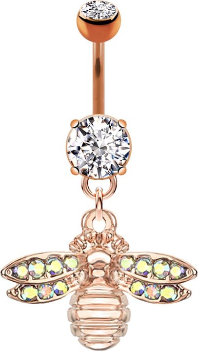 Produktbild Star Piercing Banane rosegold mit Anhänger Biene (Messing, Chirurgenstahl 316L)