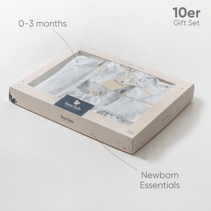 Image du produit TotsTale Coffret cadeau 10 pièces en coton biologique Premium - Essentiels pour nouveau-nés (50, 56, 62, 68)