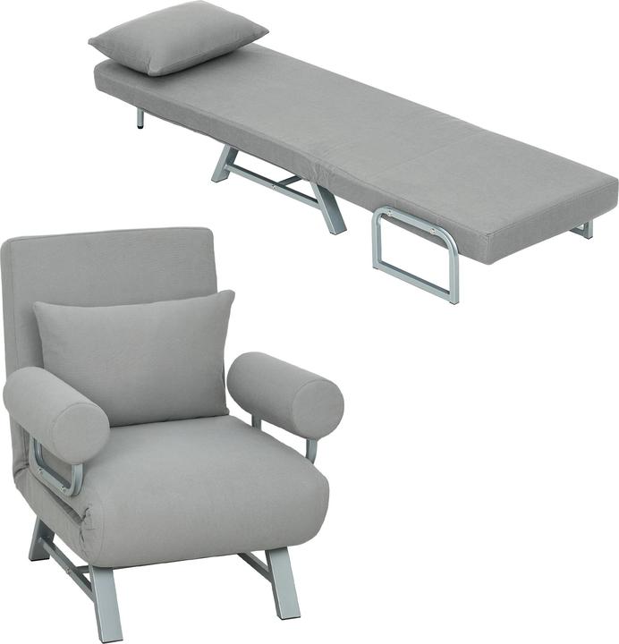 Produktbild Homcom Schlafsessel Polyester, Metall Hellgrau