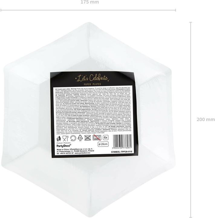 Produktbild Partydeco 6 Schwarze Kartonteller Let's Celebrate 20cm (6x)