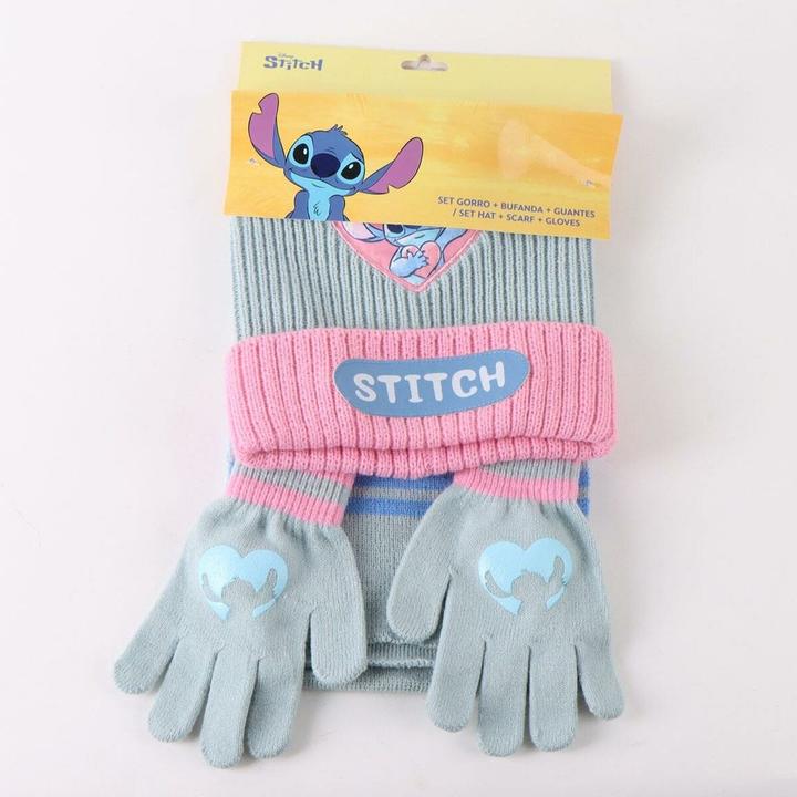 Immagine prodotto Stitch Mütze, Schal Und Handschuhe Hellblau 3 Stücke