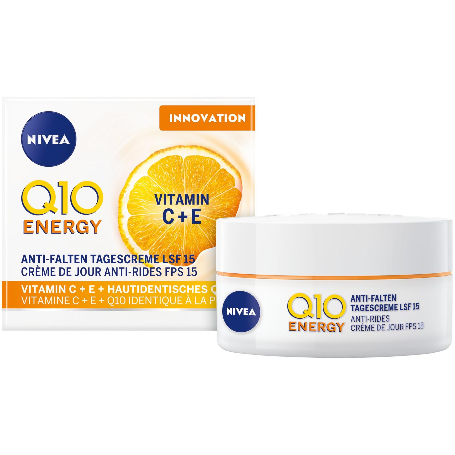 NIVEA, Crème visage, Q10 Energy Anti-Falten Tagespflege LSF 15 (50 ml, Crème de jour, SPF 15)