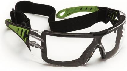 Productafbeelding Elmag - Veiligheidsbril kleurloos zwart/groen PC2mm krasbestendig & anti-fog