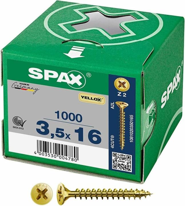 Produktbild Spax Senkmultikopf Kreuzschlitz Z2 Vollgewinde Yellox (1000 Schrauben pro Stück)
