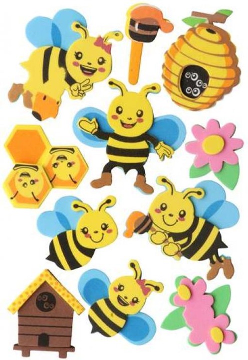 Actual product image Glorex 3D foam rubber, 11pcs. bees 6x4,5cm, self-adhesive