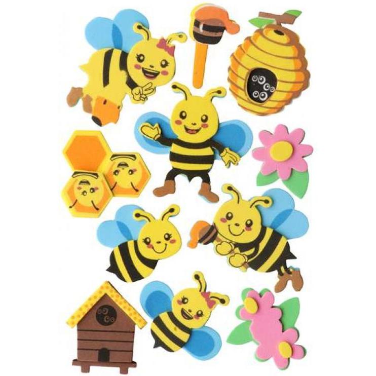 Glorex 3D Moosgummi, 11tlg. Bienen 6x4,5cm, selbstklebend