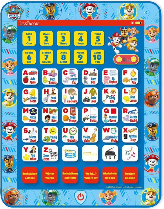 Immagine prodotto Lexibook Paw Patrol Tablet bilingue per l'apprendimento tedesco/inglese (Inglese, Tedesco)