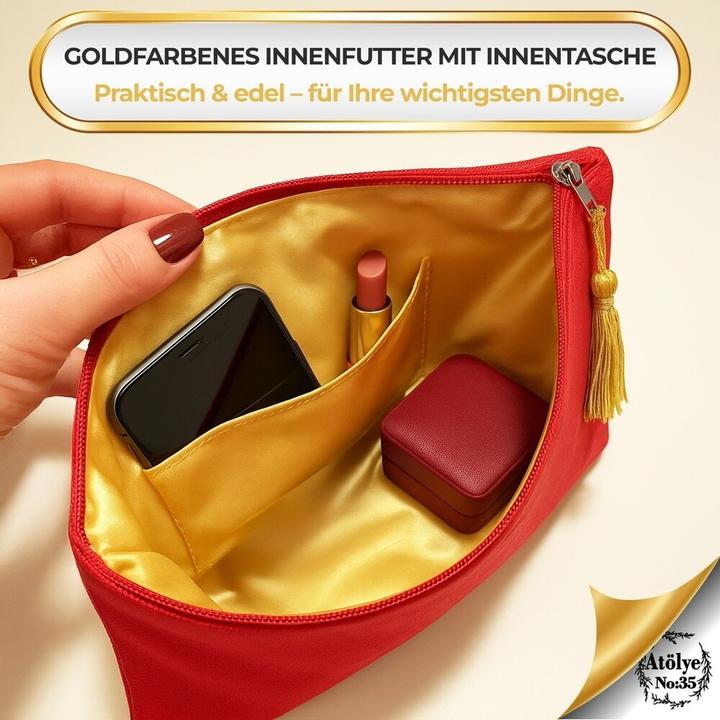 Immagine prodotto Atölye No:35 Kulturtasche Damen, Kosmetiktasche Rot, 32x24 cm