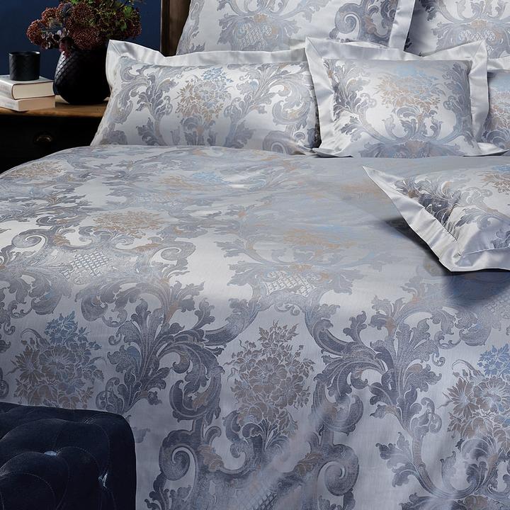 Produktbild Curt Bauer Mako-Brokat Damast Bettwäsche Louis XIV königsblau (Bettwäsche Set, 135x200 cm + 80x80 cm)
