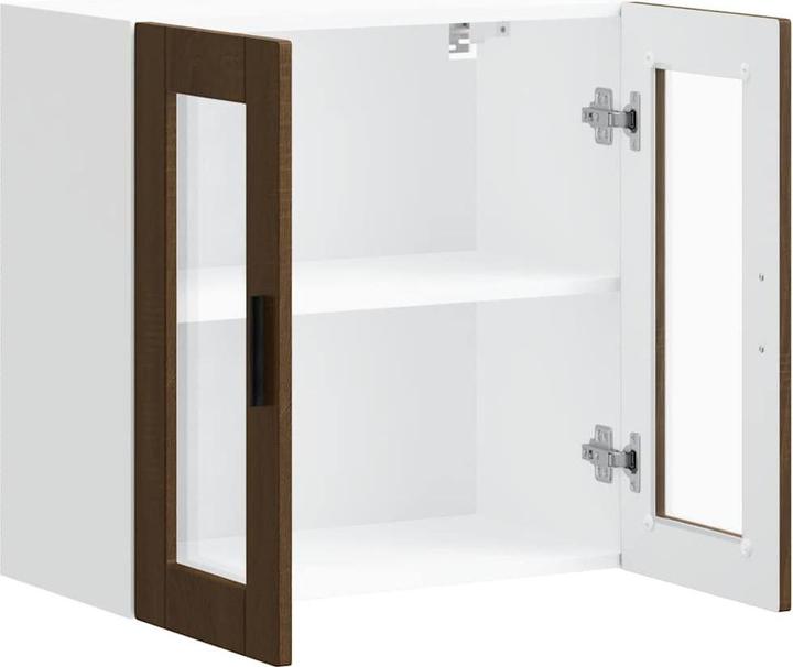 Image du produit VidaXL Armoire de cuisine suspendue avec porte vitrée Porto brun imitation chêne (60 x 31 x 60 cm)