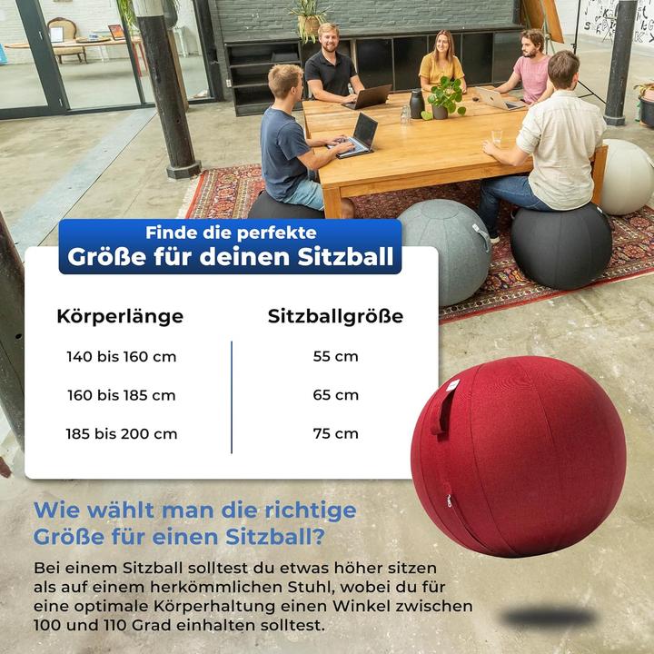 Immagine prodotto Backerz Ergonomischer Sitzball für Büro und Homeoffice (65 cm)