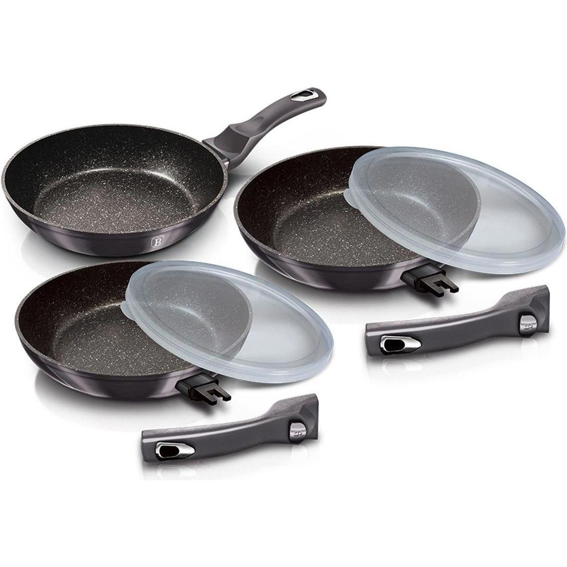 BerlingerHaus 3 Pans set, Pfanne + Kochtopf, Grau