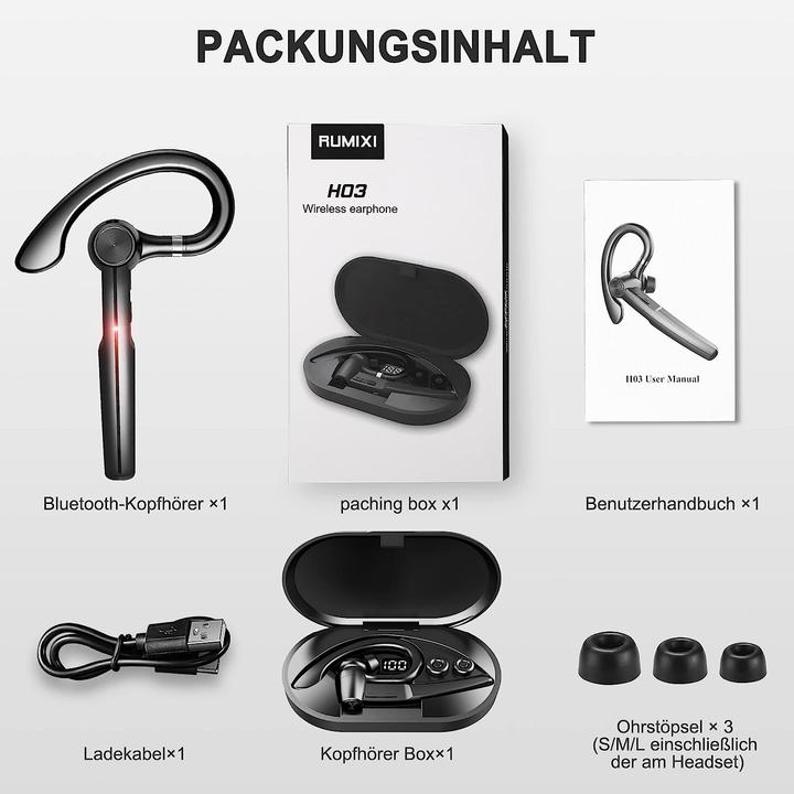 Produktbild Ceppekyy Bluetooth Headset (Keine Geräuschunterdrückung, 48 h, Kabellos)