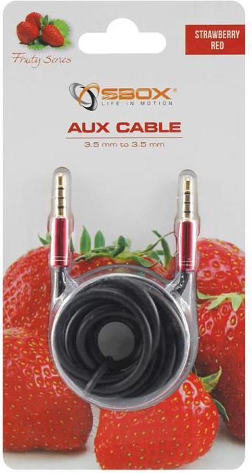 Actual product image Sbox AUX Cable 3.5mm to 3.5mm strawberry red 3535-1.5R (1.50 m)