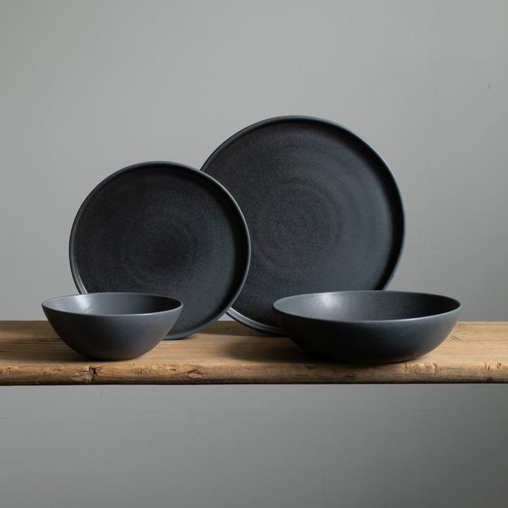 Actual product image Atelier Agave Tableware set complete 16-pieces Matte Black (16 pcs.)