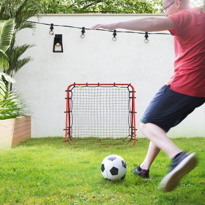 Immagine prodotto Swisshandel24 Fussball Rebounder Kickback Tor Rückprallwand Netz beidseitiger Rückprall, rot