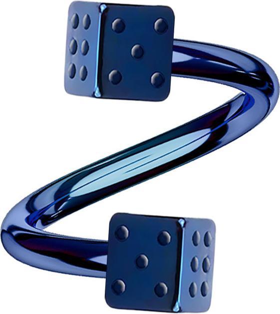 Image du produit Star Piercing Micro Spirale bleu foncé avec deux cubes (sans laiton, Acier chirurgical 316L)