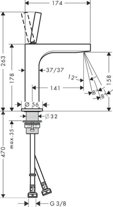 Produktbild Axor Citterio Einhebel-Waschtischmischer 160, ohne Ablaufgarnitur, Ausladung 141mm
