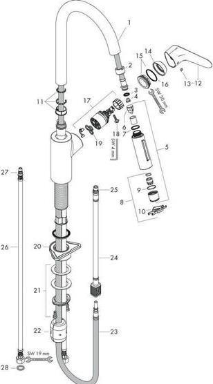 Actual product image hansgrohe Focus M41 single-lever kitchen mixer 240, pull-out shower, 2 spray types
