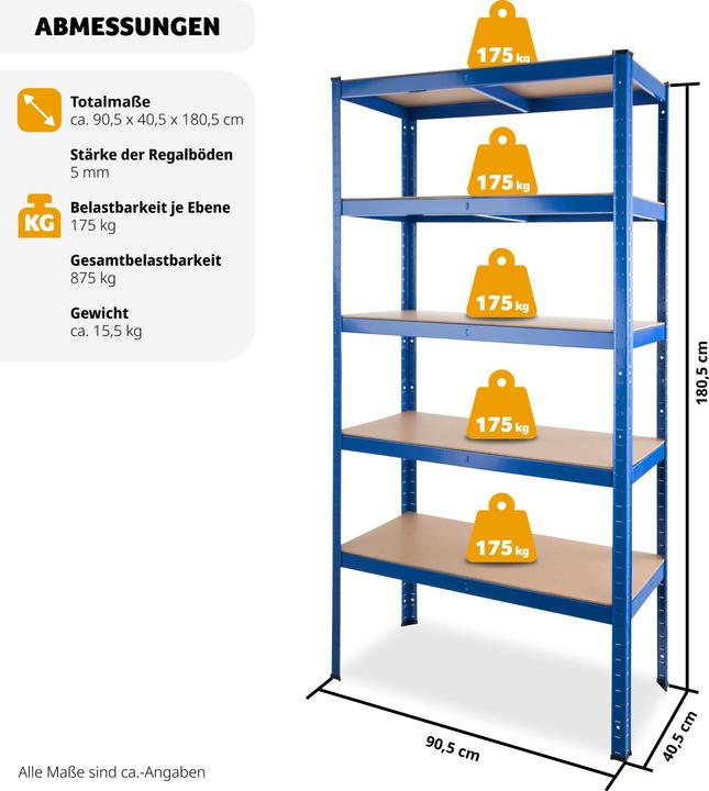 Immagine prodotto tectake Scaffale da magazzino a 5 piani