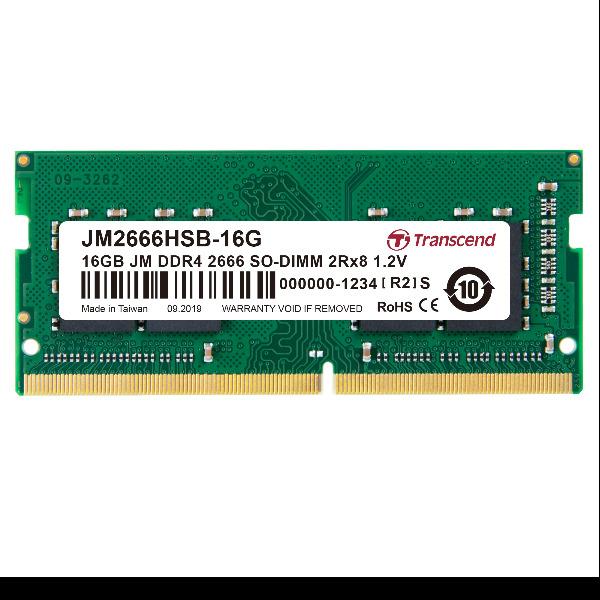 Actual product image Transcend 16GB JM DDR4 2666MHZ (1 x 16GB, 2666 MHz, DDR4-RAM, SO-DIMM)