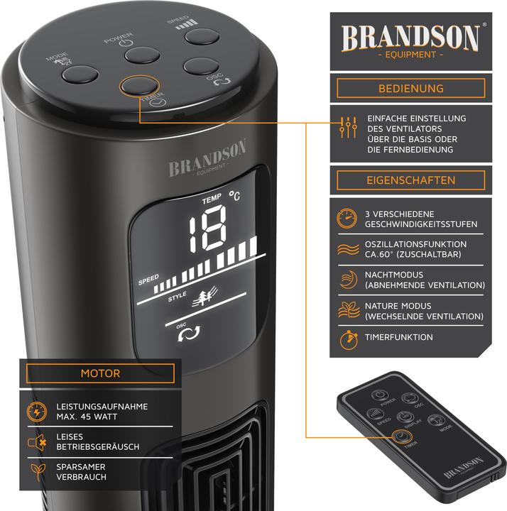Actual product image Brandson Tower fan (48 dB)