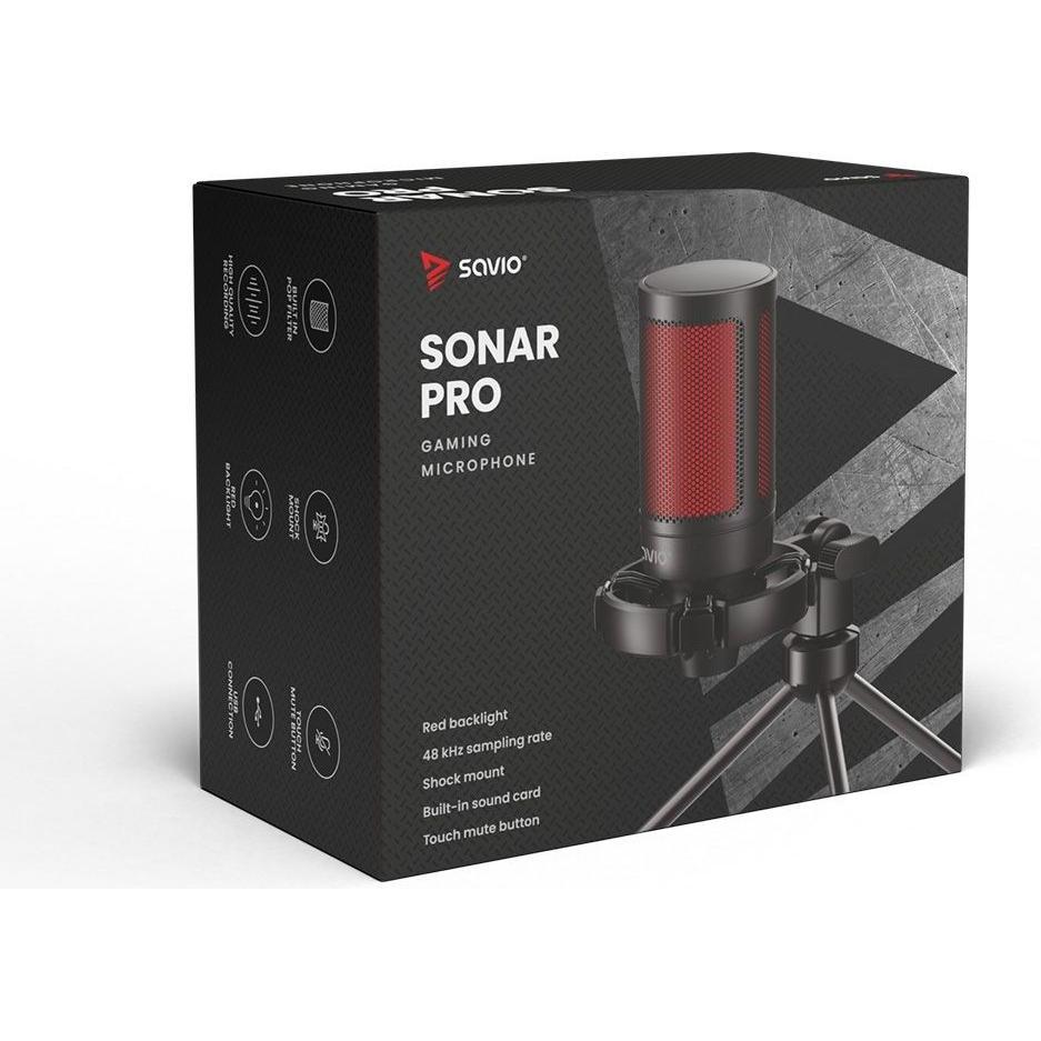 Thumbnail - Savio Gaming-Mikrofon auf einem Stativ, beleuchtet von 01 Sonar, In-Ear, Anti-Flow-Tasche, Mikrofon