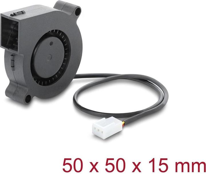 Produktbild Delock Radiallüfter / Lüftergebläse 12 V DC 50 x 50 x 15 mm mit 3-Pin Lüfteranschluss, schwarz (50 mm)