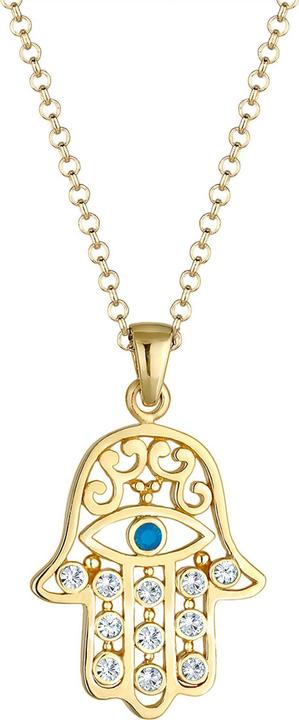 Immagine prodotto Elli Collana Hamsa Mano di Fatima Cristalli del Malocchio Argento 925 (Cristallo di vetro, Argento 925 placcato oro, 60 cm)