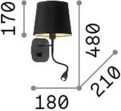 Image du produit Ideal lux NORDIK E14/LED Applique murale 1+1x ⌀180mm noir blanc chaud 158242 (100 lm, E14, IP20)