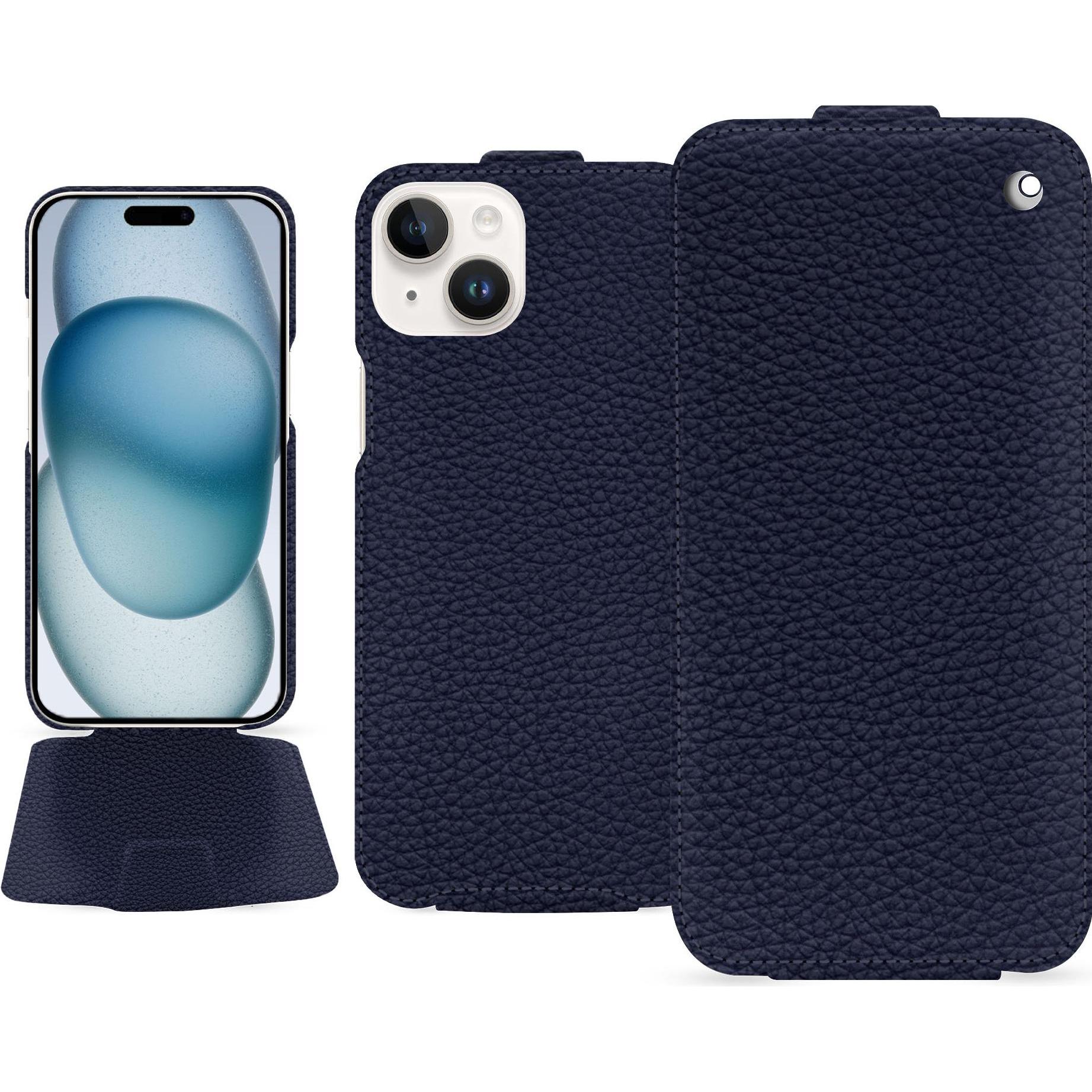 Noreve Lederschutzhülle vertikal (Apple iPhone 15), Smartphone Hülle, Violett