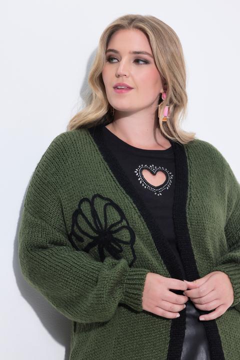 Actual product image Miamoda Long-Strickjacke, Straight Fit, Blumen-Stickereien (58)