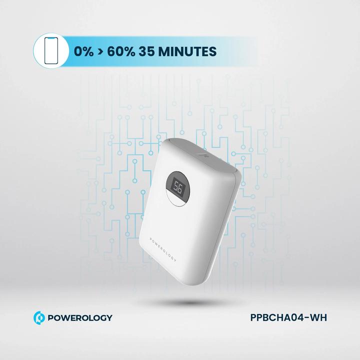 Image du produit Powerology Banque de puissance ultra-compacte 10000mAh PD 20W (10000 mAh, 20 W, 38.50 Wh)