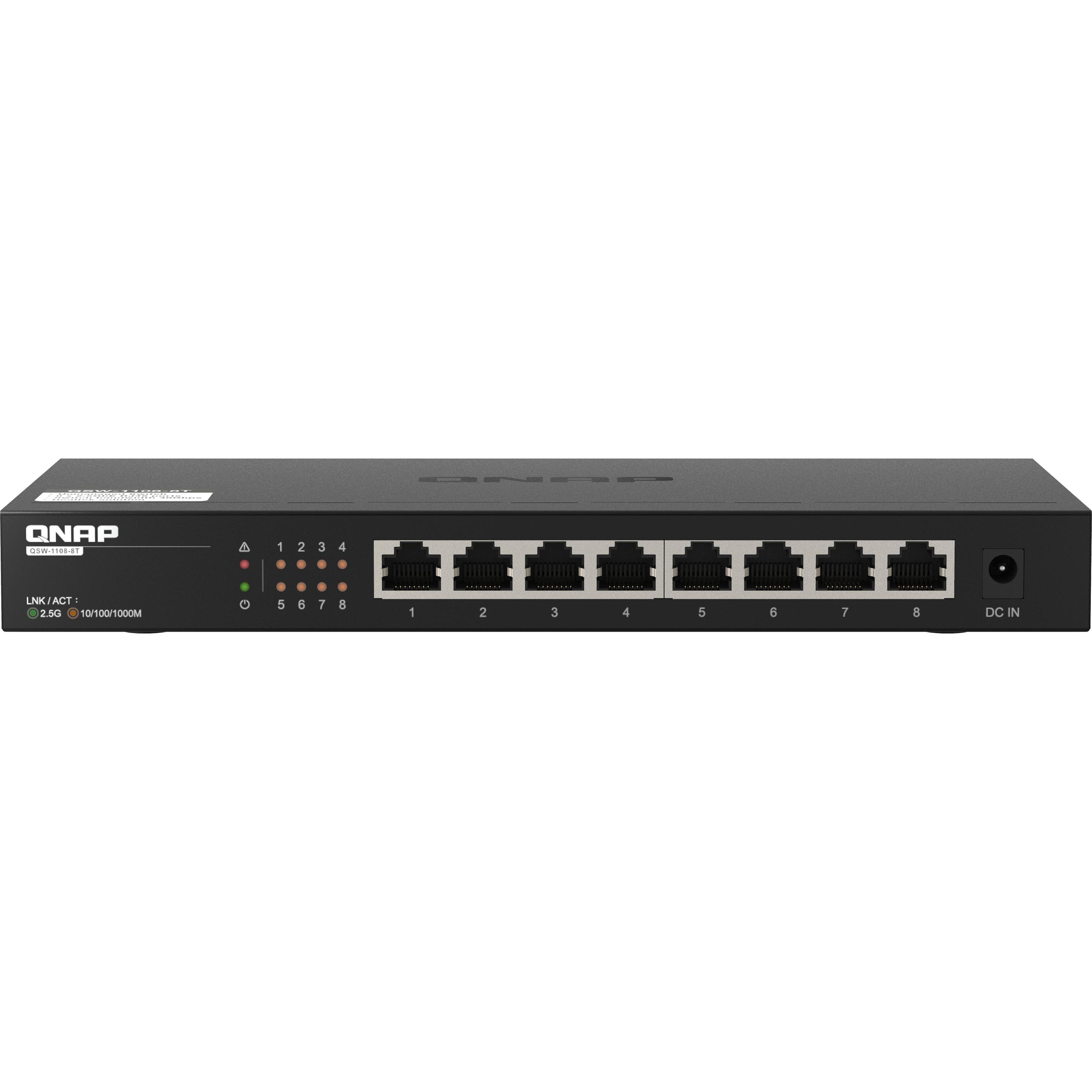 QNAP QSW-1108-8T, 8-Port 2,5GbE Switch (8 Ports), Netzwerk Switch, Schwarz