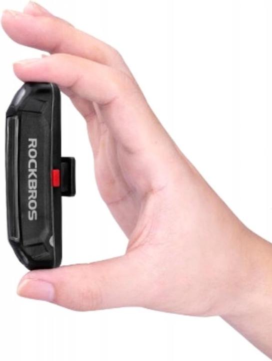 Actual product image Rockbros A54BK rear bicycle light + micro USB - USB-A cable - black (100 lm)