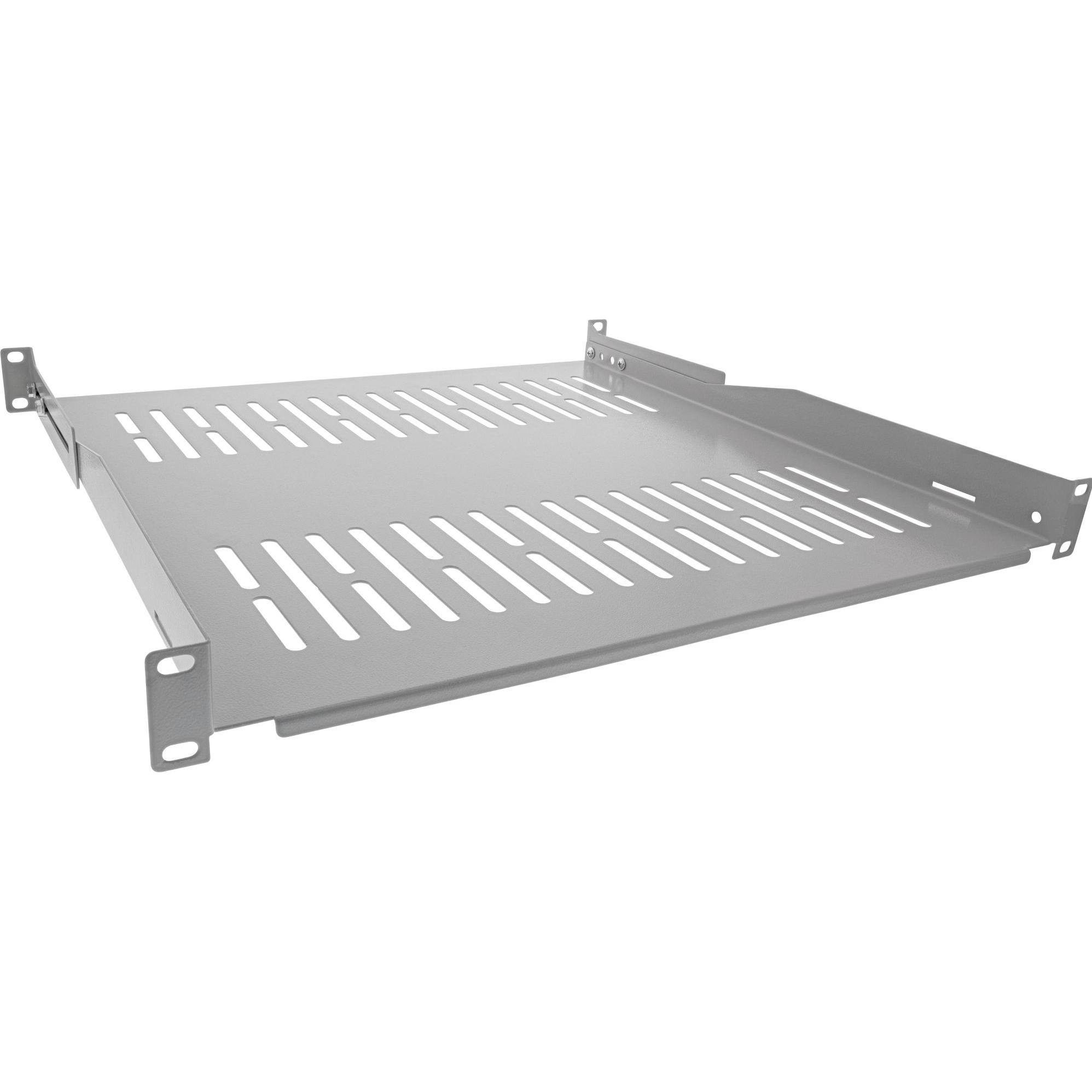 InLine 19" Fachboden, 450mm, 50kg, 1HE, RAL 7035 grau, Serverschrank Zubehör, Grau
