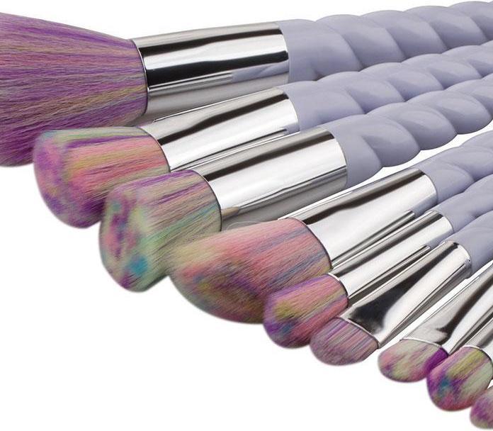 Actual product image PhoneLook Brush Set Twisted Unicorn 10 pieces Makeup Brushes Brushes rainbow colours (Set)