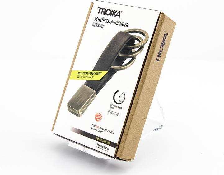 Actual product image Troika TWISTER ANTIK key holder leather loop with "TWIST fastener", brown/antique gold