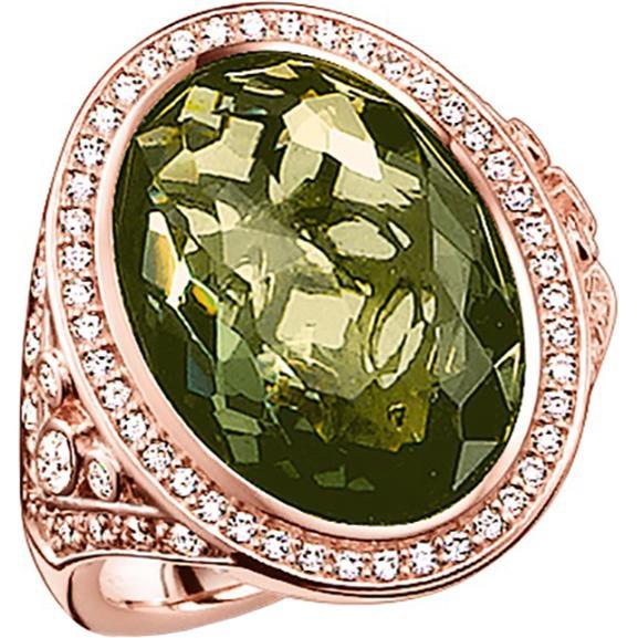 Thomas Sabo, Ring, Ring grün und weisse Zirkonia rosèvergoldet TR2022-416-6, (52, 925 Silber)