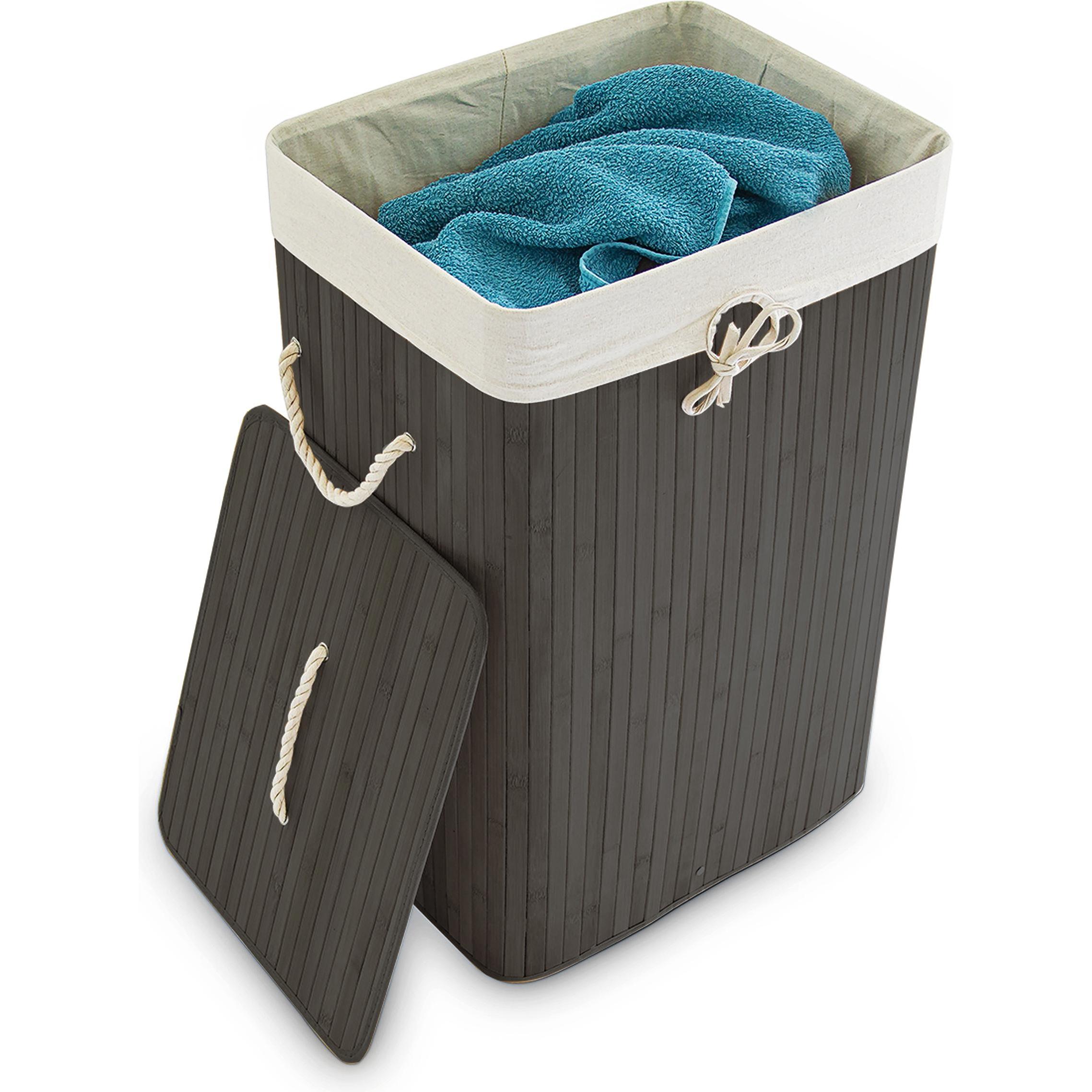 Relaxdays Nero Portabiancheria, Cesto Portabiancheria In Bambù (83 L)