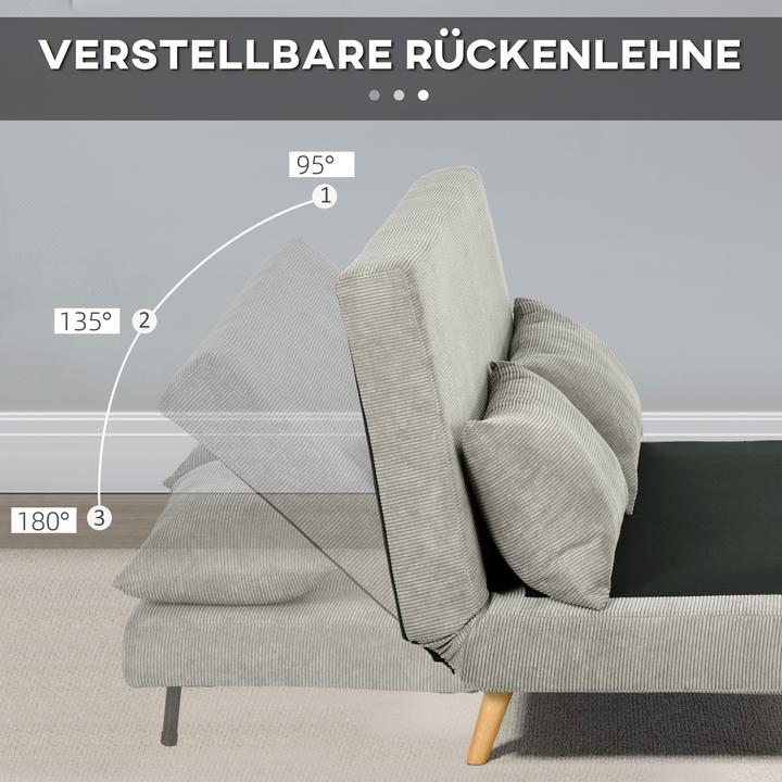 Produktbild Homcom Schlafsofa Polyester, Buchenholz Grau (2-Sitzer)