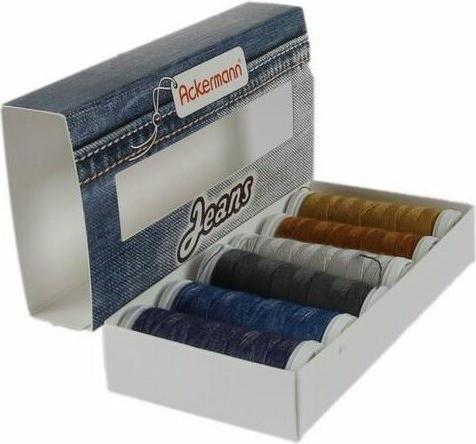 Image du produit Jeans Nähgarnset Farben Mix, Jeansgarn 4x Stärke 30 zu je 70m & 2x Stärke 80 zu je 150m