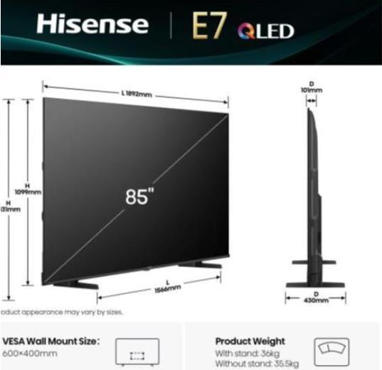 Produktbild Hisense TV 85E79Q Tv QLED 85' 4K UHD (85", QLED, 4K)