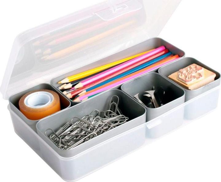 Actual product image Sunware Q-line storage box with 5 baskets 1.8L transparent metal-coloured (24.50 cm, 1.80 l)