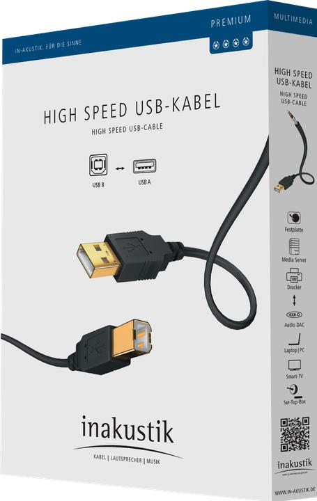 Image du produit Inakustik USB haut débit de qualité supérieure (1 m, USB 2.0, 2.50 W)