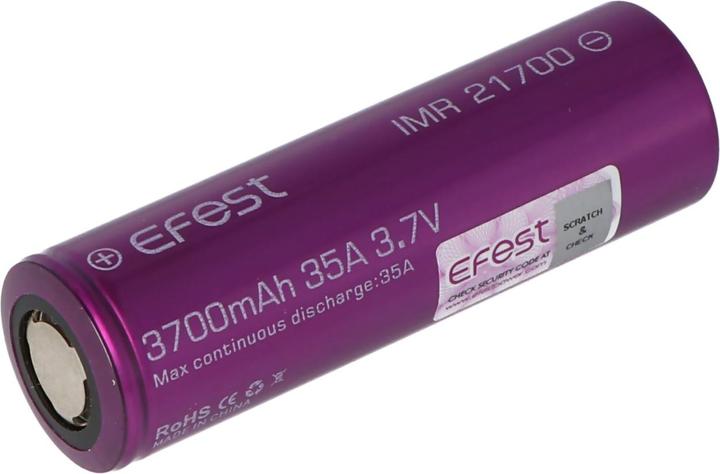 Actual product image Efest IMR21700 battery - maximum 30A current output (flat top) (1 pcs., 21700, 3700 mAh)