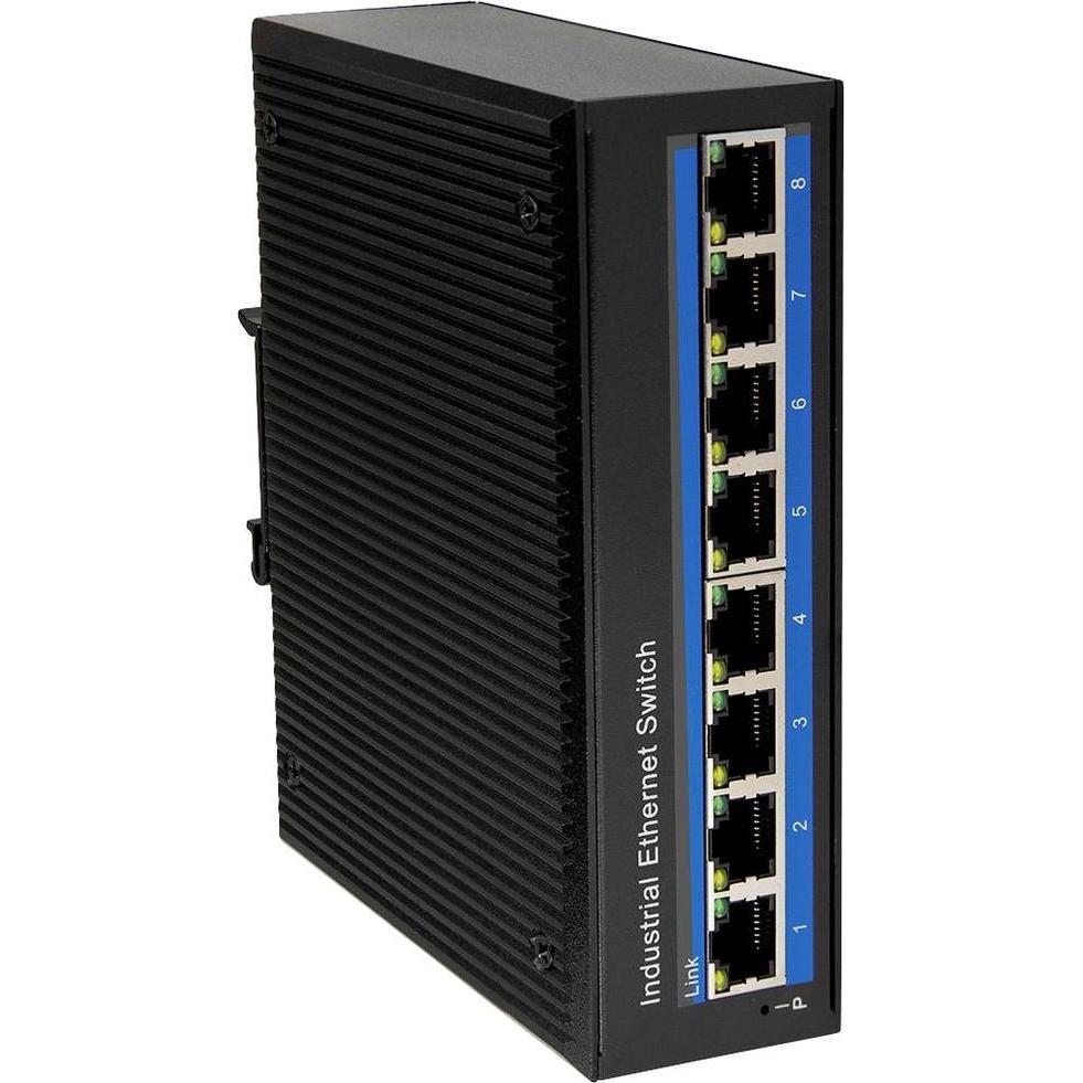 LogiLink NS203 Industrieller Gigabit Ethernet Switch 8-Port 10/100/1000 Mbps Hutschienenmontage (8 Ports), Netzwerk Swit...