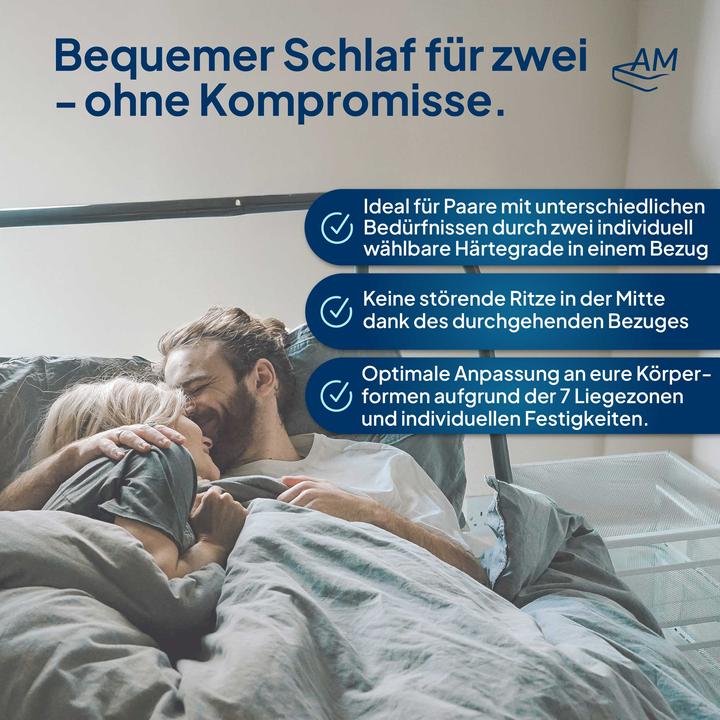 Immagine prodotto AM Qualitätsmatratzen Premium 7-Zonen Partnermatratze, 2 Härtegrade (180 x 220 cm, Nucleo della molla)