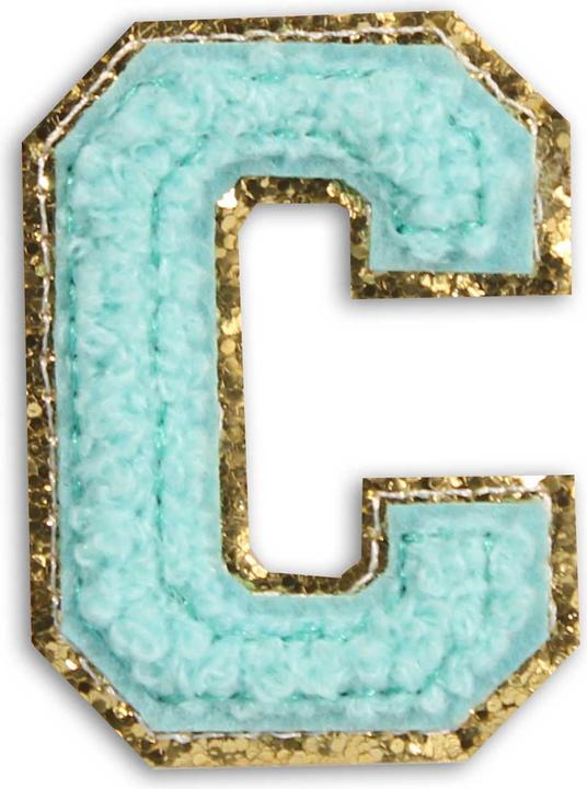Actual product image PhoneLook Sticker Sticker for mobile/tablet/computer 3D embroidered turquoise letter C