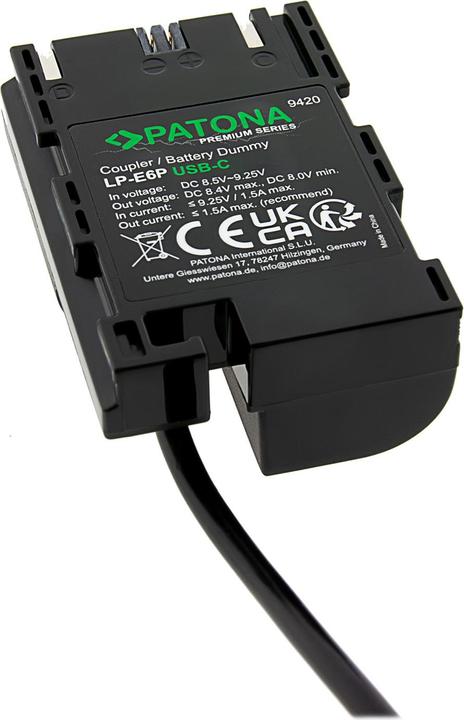 Image du produit Patona USB-C Input Akku-Adapter LP-E6P (Batterie de l'appareil photo Adaptateur secteur)
